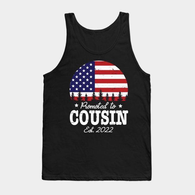 US Flag American Promoted To Cousin Est 2022 Sister Brother Tank Top by bakhanh123